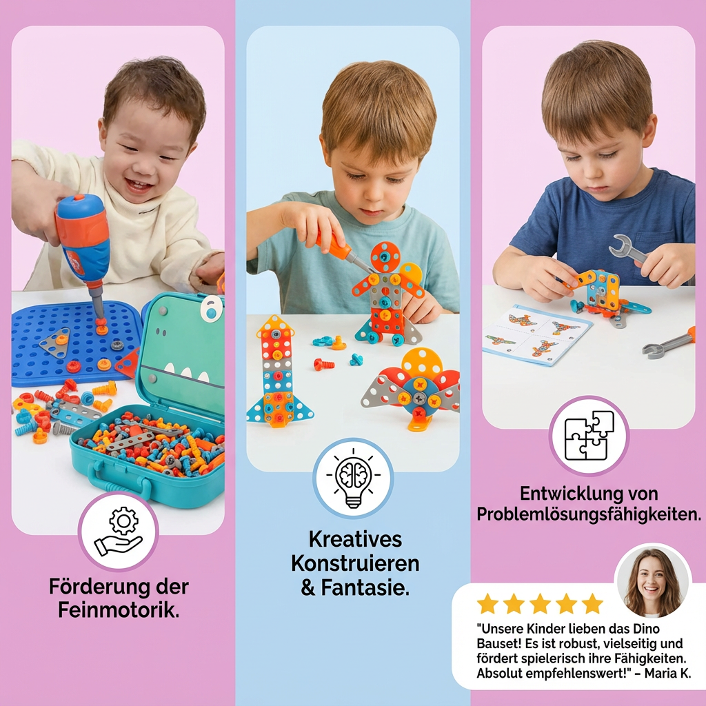 Handwerker Bauset für Kinder im Niedlichen Dino Design
