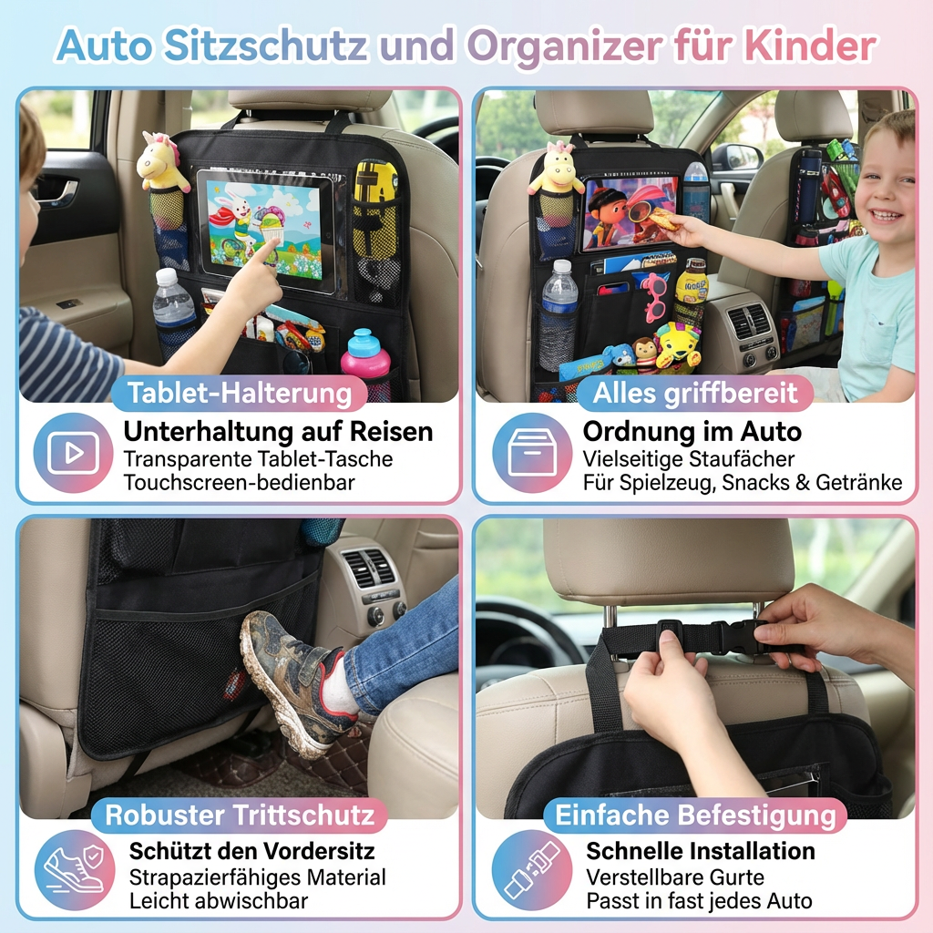 Auto Sitzschutz und Organizer für Kinder
