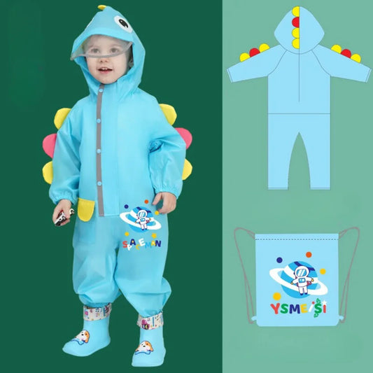 Poncho für Kinder – Regenmantel mit niedlichem Hasen-Design und Dinosaurier-Stacheln