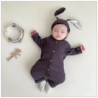 Süßer Hasen-Strampler – Kuscheliger Baby-Overall Mit Ohren