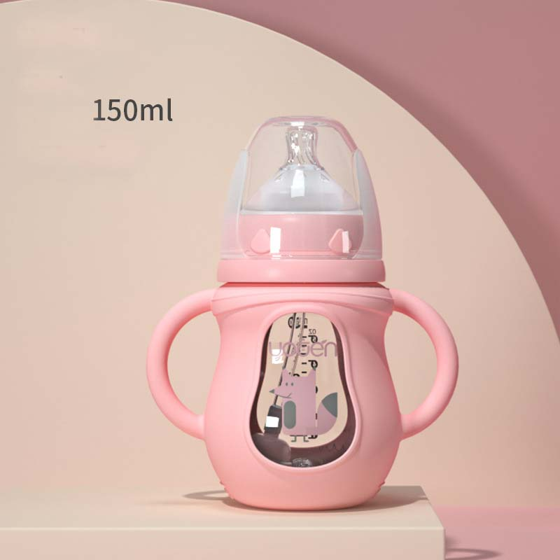 Baby Trinkflasche mit Griffen –  Silikon mit Weichem Sauger & Tiermotiv