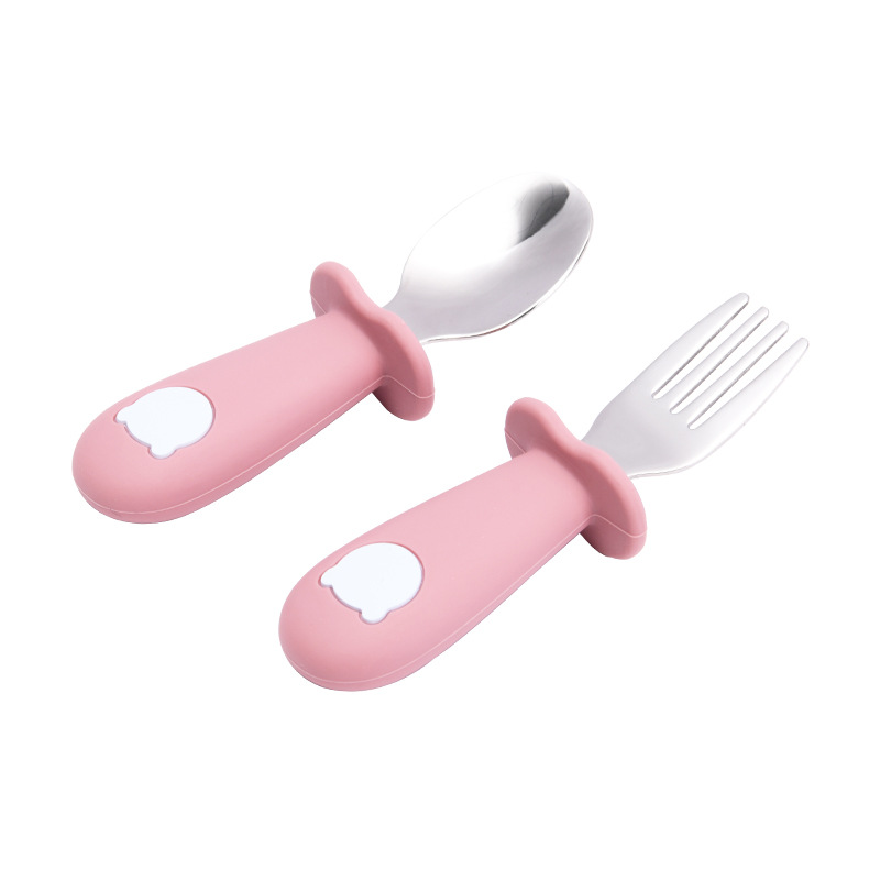 Kinder Besteck Set – Löffel und Gabel mit Silikon Griff – Sicher und Rutschfest
