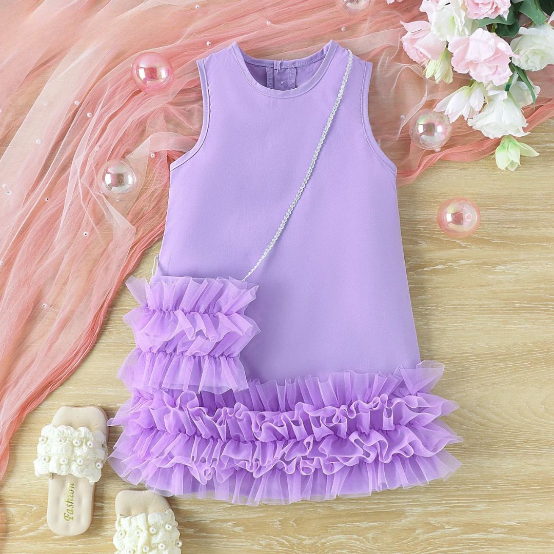 Mädchen Kleid mit Rüschen und Umhängetasche – Schickes Design für Besondere Anlässe
