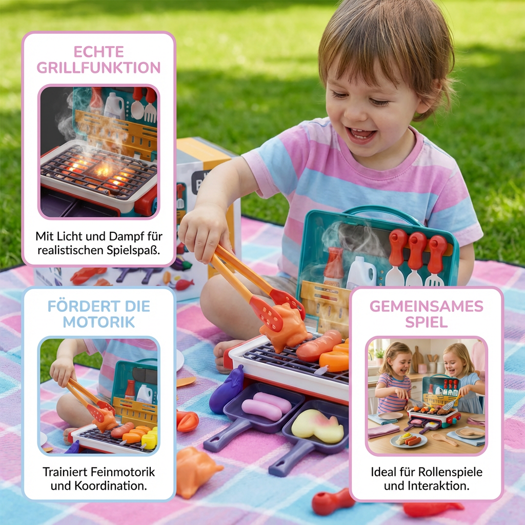 Mein erster BBQ-Grill – Kinderküche mit Rauch-Effekt und farbwechselnden Lebensmittel