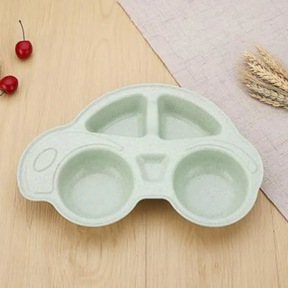 Kinder Teller Auto-Design – Geteilter Baby Teller aus Weizenstroh