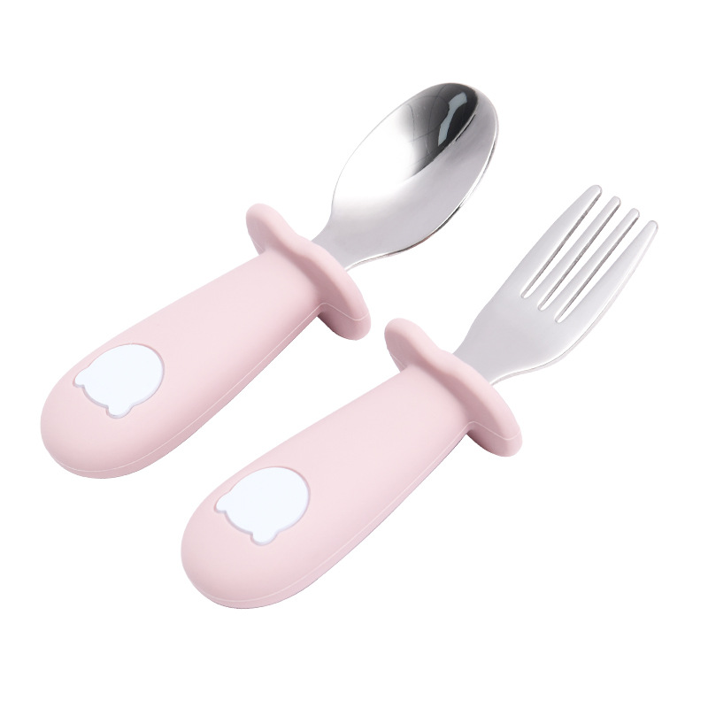 Kinder Besteck Set – Löffel und Gabel mit Silikon Griff – Sicher und Rutschfest