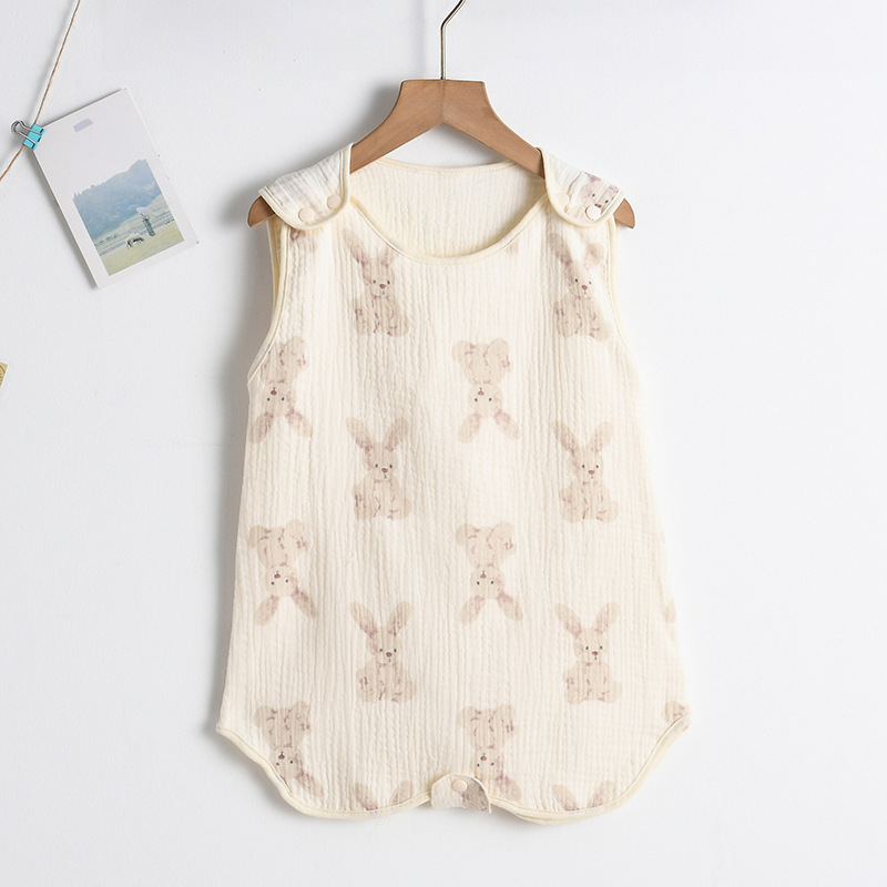 Baby Sommerschlafsack aus Musselin – Ärmeloser Schlafanzug mit Druckknöpfen