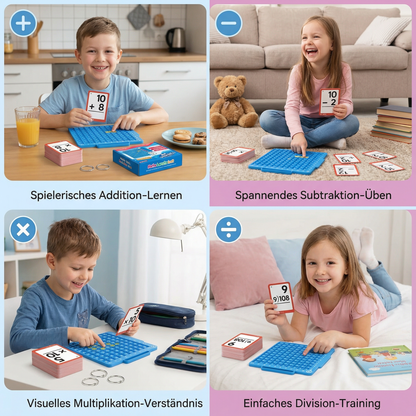 Mathe Lernkarten Set mit Rechenbrett – Plus, Minus, Mal & Geteilt