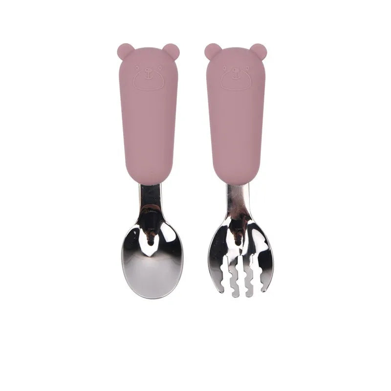 Kinder Besteck Set – Löffel und Gabel mit Silikon Griff – Sicher und Rutschfest
