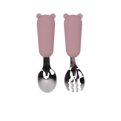 Kinder Besteck Set – Löffel und Gabel mit Silikon Griff – Sicher und Rutschfest