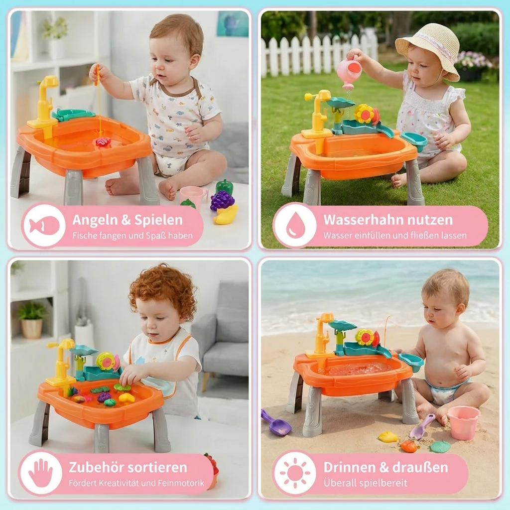 Ergonomisch Erhöhte Kinder-Spielküche mit elektrischer Wasserfunktion