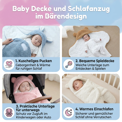 Baby Decke und Schlafanzug im Bärendesign
