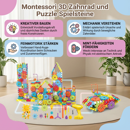 Montessori 3D Zahnrad und Puzzle Spielsteine