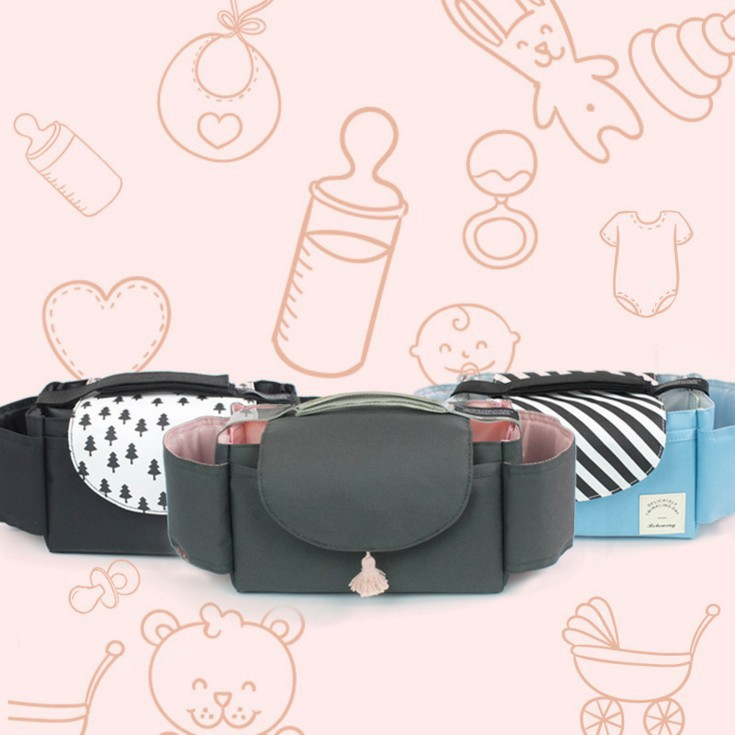 Kinderwagen Organizer Wickeltasche – Kompakte Tasche mit Getränkehalter