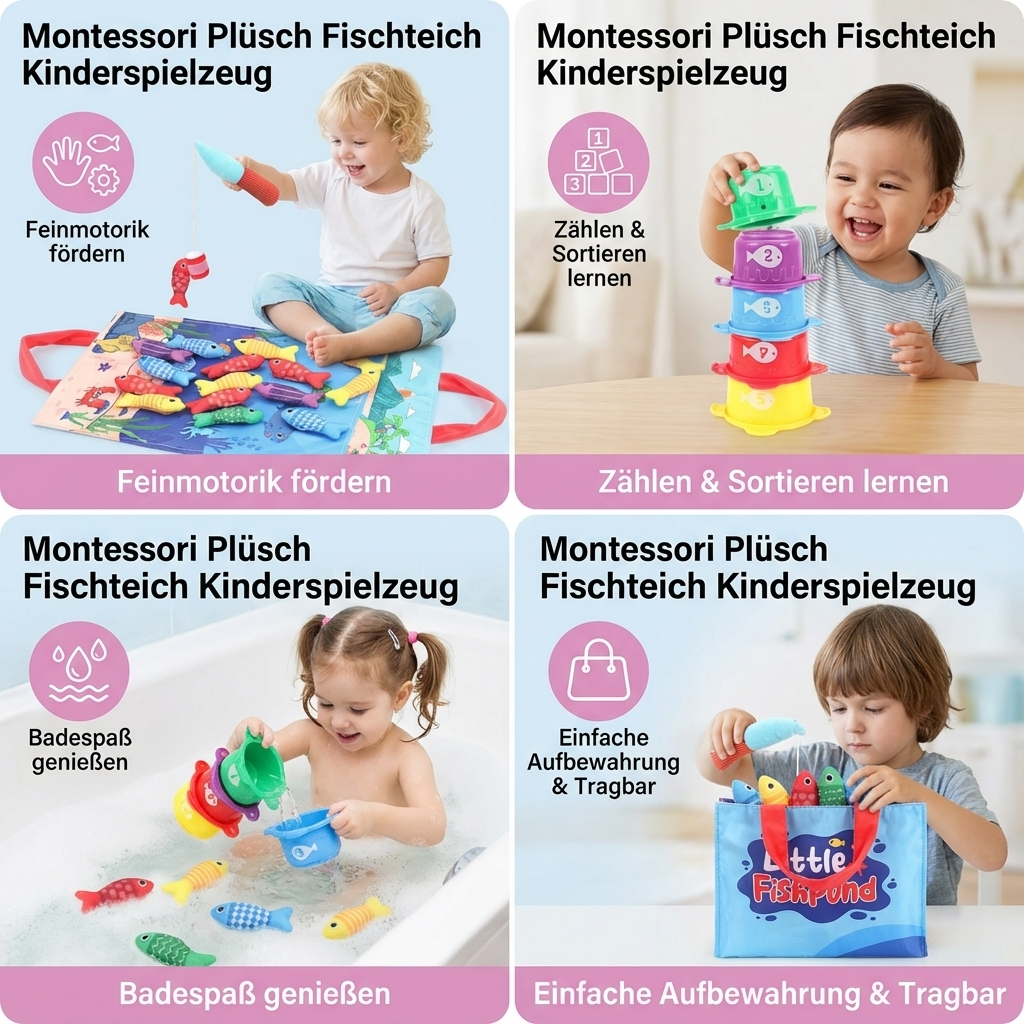 Montessori Plüsch Fischteich Kinderspielzeug