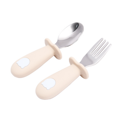 Kinder Besteck Set – Löffel und Gabel mit Silikon Griff – Sicher und Rutschfest