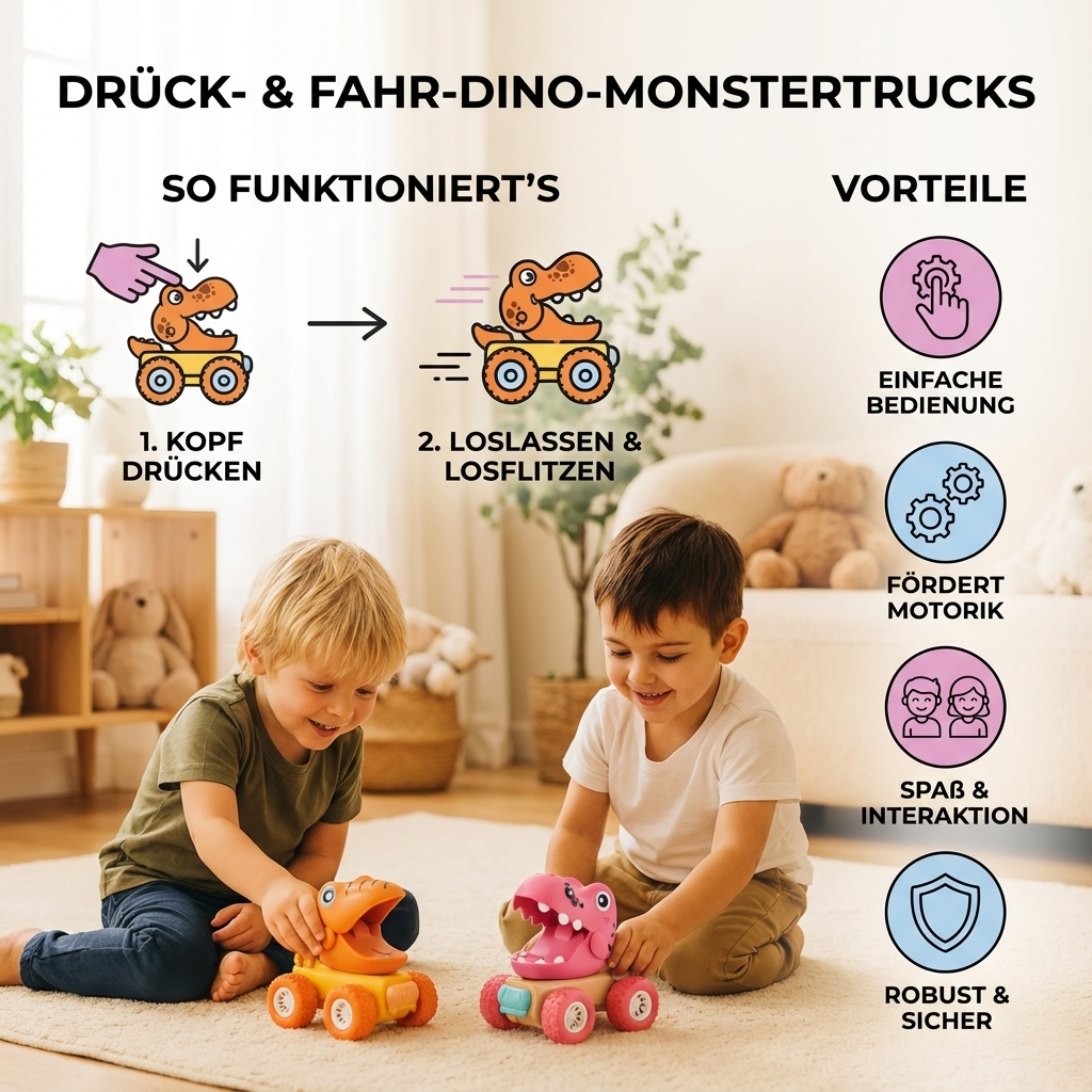 PUSH & DRIVE DINO MONSTERTRUCKS