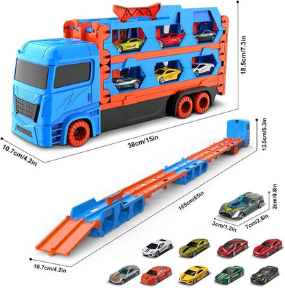 Auto Spieltruck mit Faltbarer Katapult Rennstrecke