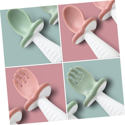 Baby Besteck Set – Ergonomischer Löffel und Gabel aus Silikon für Kleinkinder