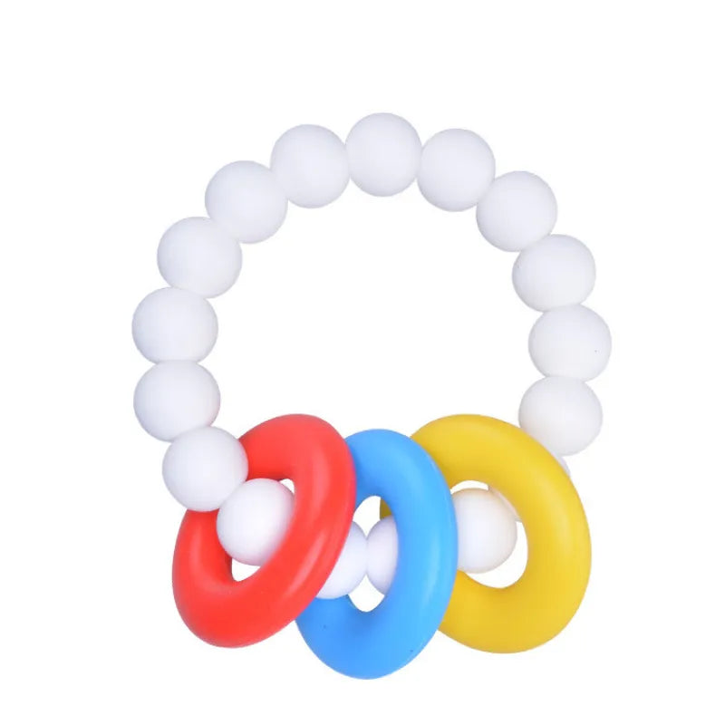 Baby Beißring Silikon mit Bunten Ringen – Greifling & Zahnungshilfe für Babys