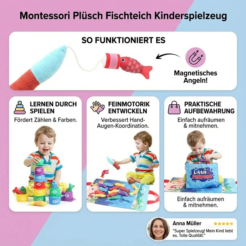 Montessori Plüsch Fischteich Kinderspielzeug