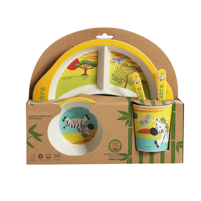 Kinder Geschirr Set – Teller, Becher und Besteck mit Tiermotiven für Mahlzeiten