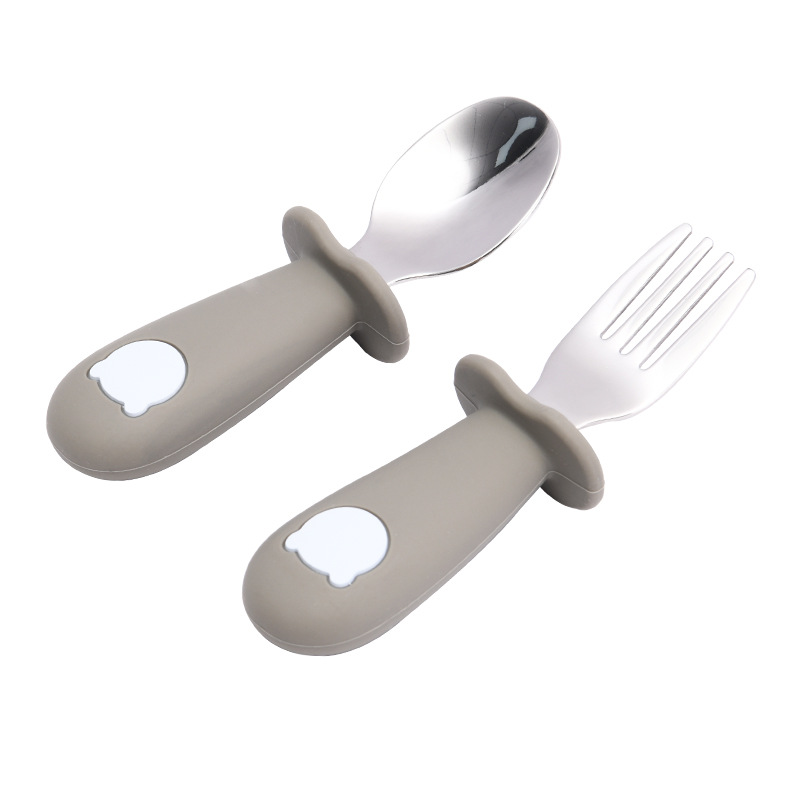 Kinder Besteck Set – Löffel und Gabel mit Silikon Griff – Sicher und Rutschfest