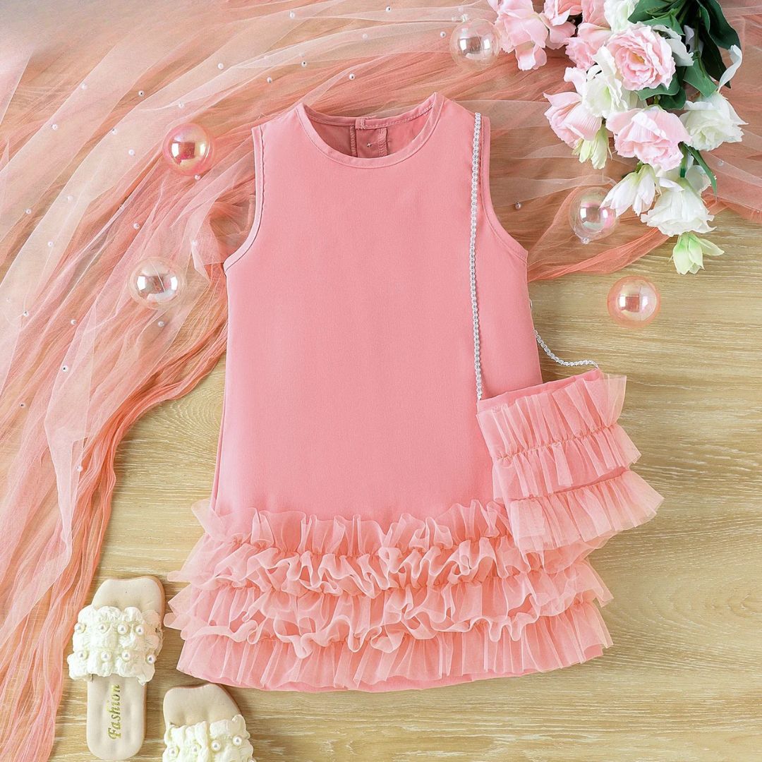 Mädchen Kleid mit Rüschen und Umhängetasche – Schickes Design für Besondere Anlässe