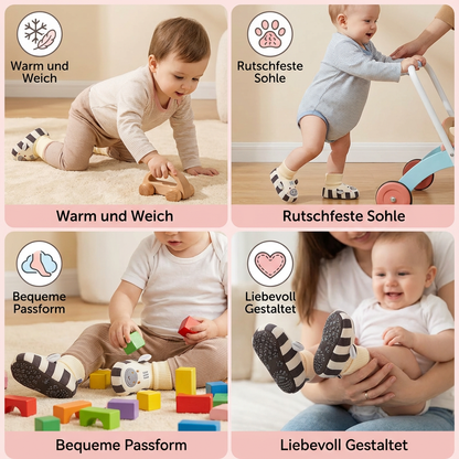 Kuschelweiche Baby-Socken-Schuhe – Warm, Rutschfest & Bequem