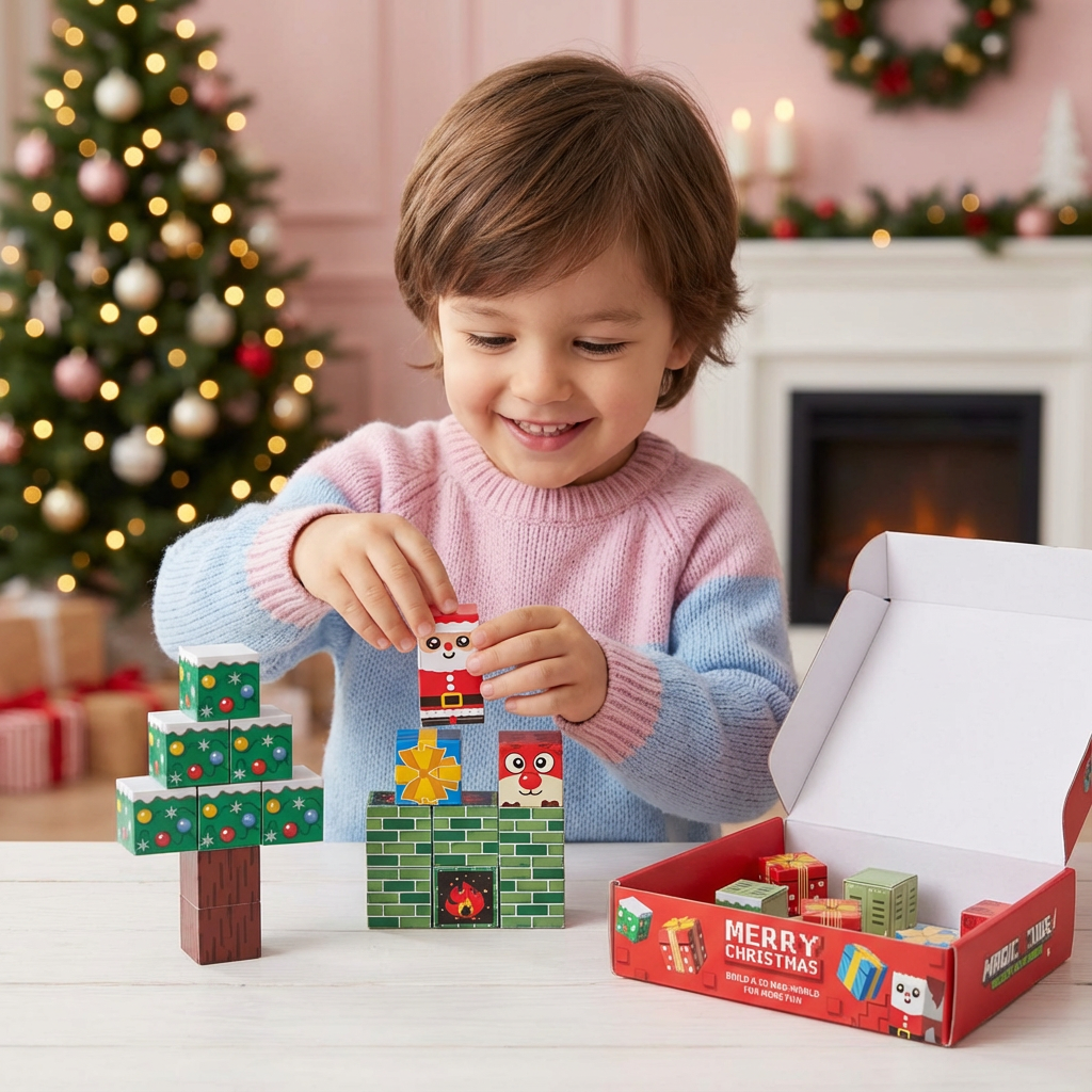 Weihnachtliche Magnet Würfel Bausteine