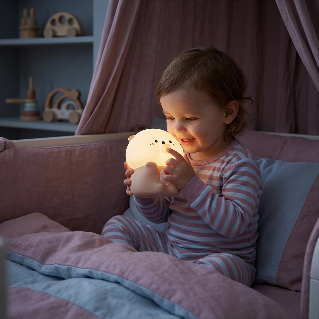 Niedliche Blasen Otter Silikon Nachtlampe