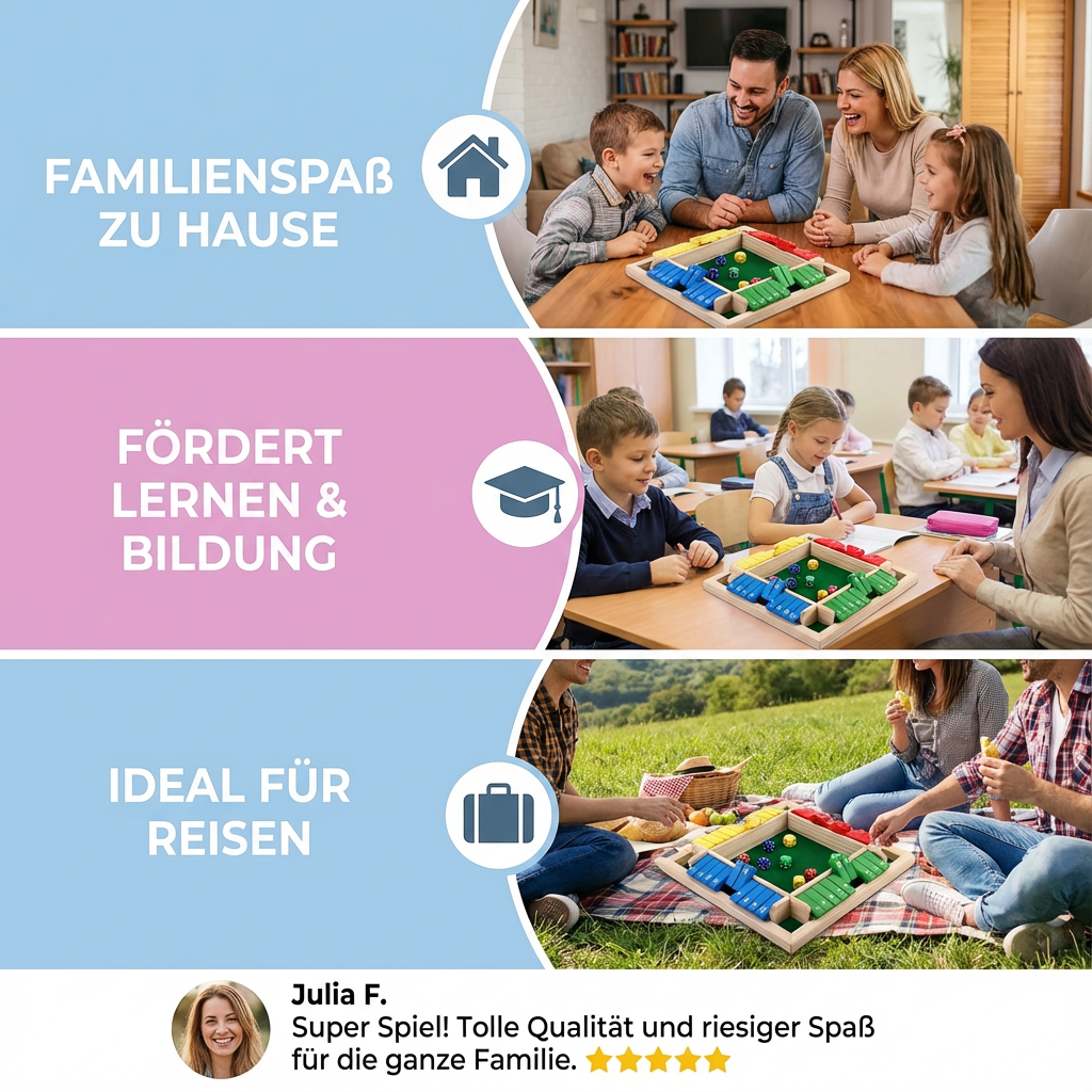 ShutTheBox Familien Klappenspiel 4 Spieler Set