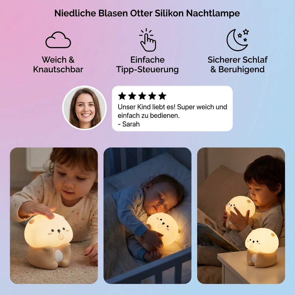 Niedliche Blasen Otter Silikon Nachtlampe