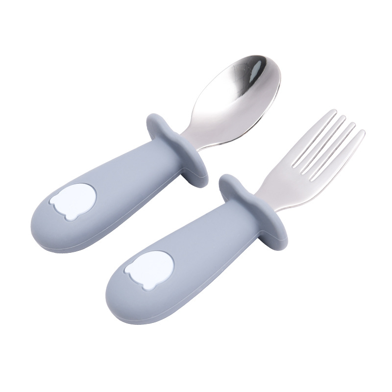 Kinder Besteck Set – Löffel und Gabel mit Silikon Griff – Sicher und Rutschfest