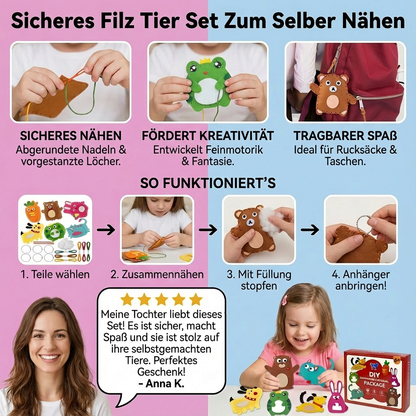 Sicheres Filz Tier Set Zum Selber Nähen