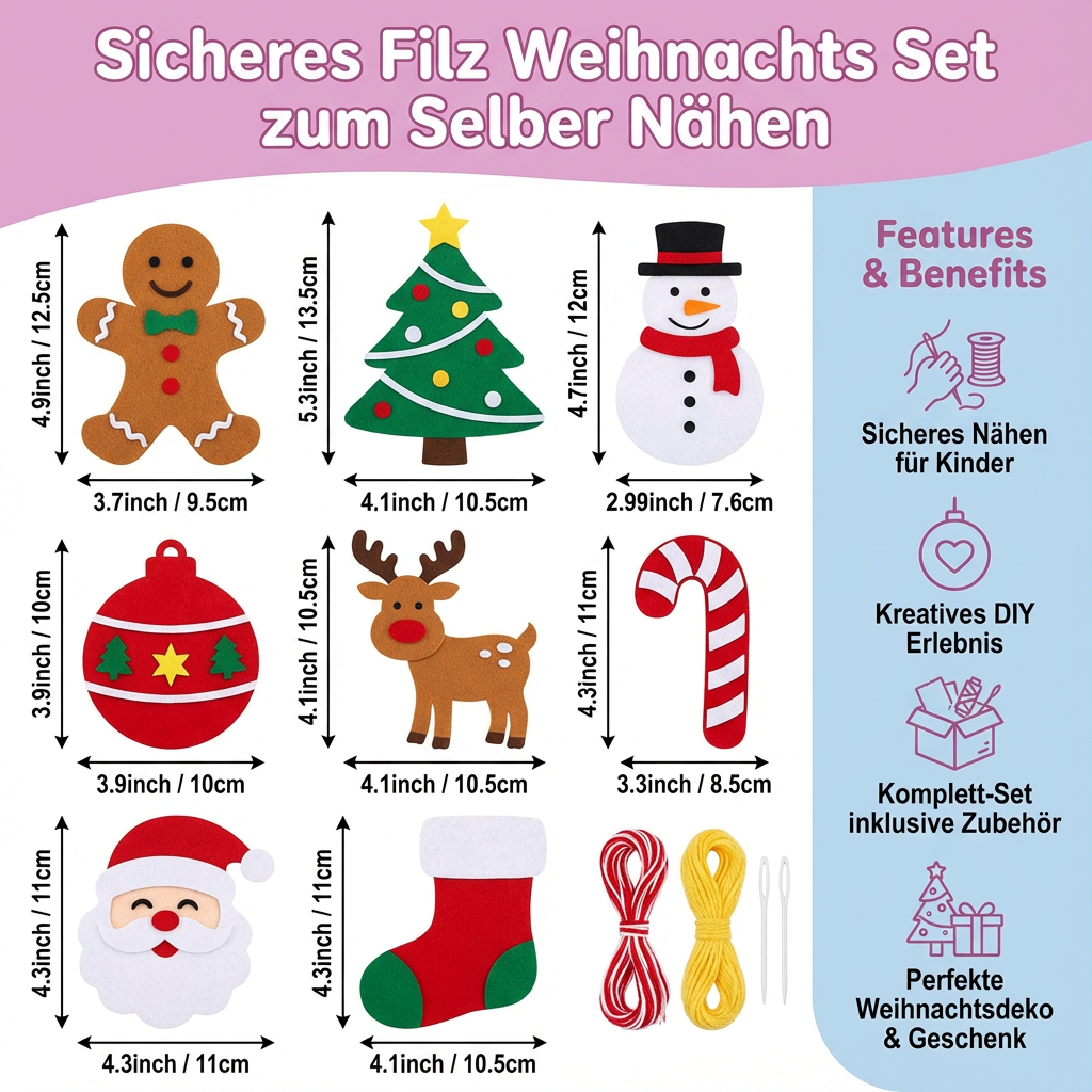 Sicheres Filz Weihnachts Set zum Selber Nähen