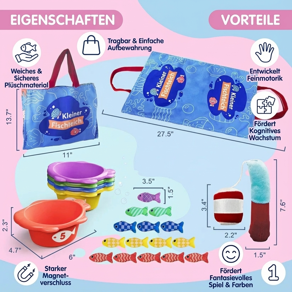 Montessori Plüsch Fischteich Kinderspielzeug