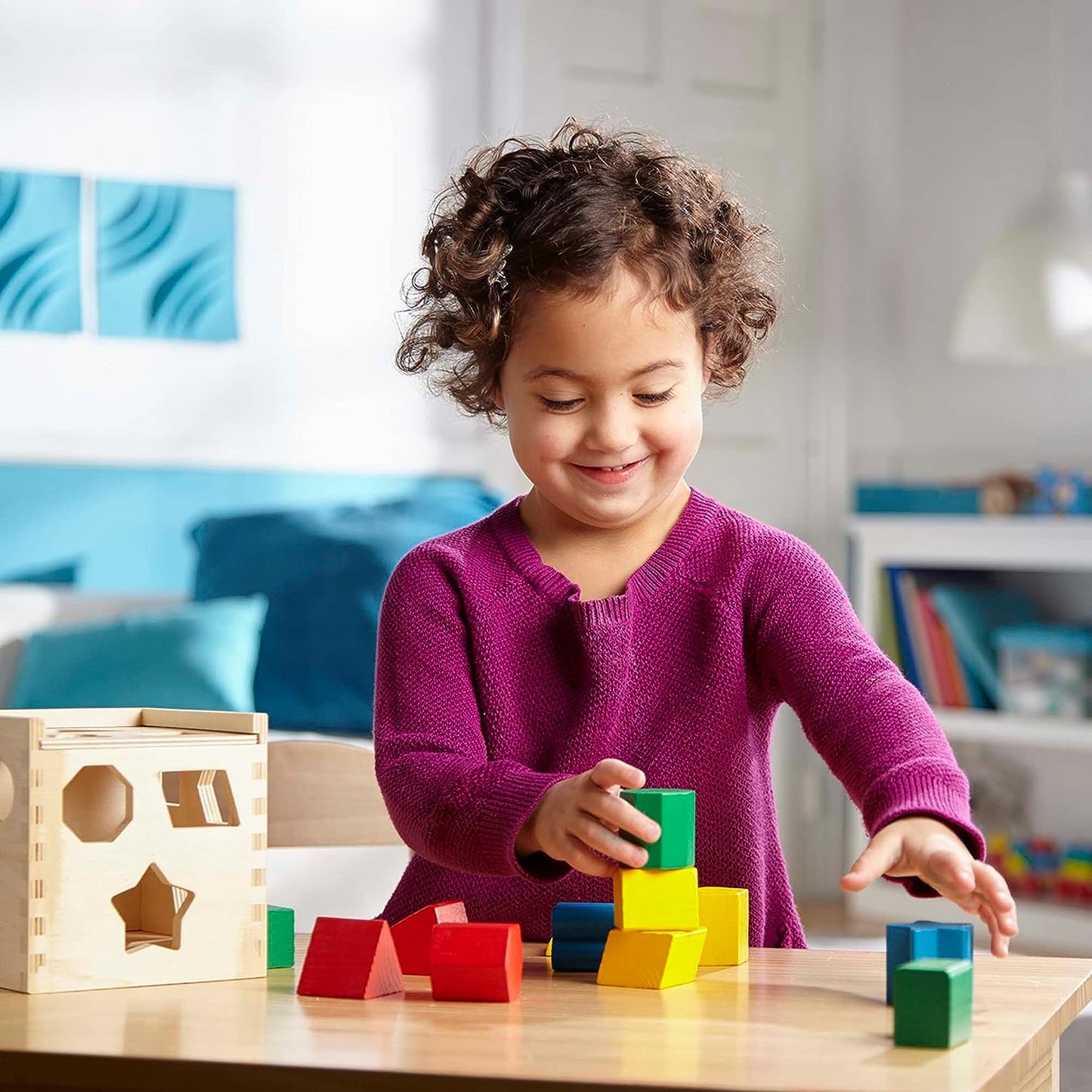 Montessori Formen und Farben Beschäftigungswürfel aus Holz