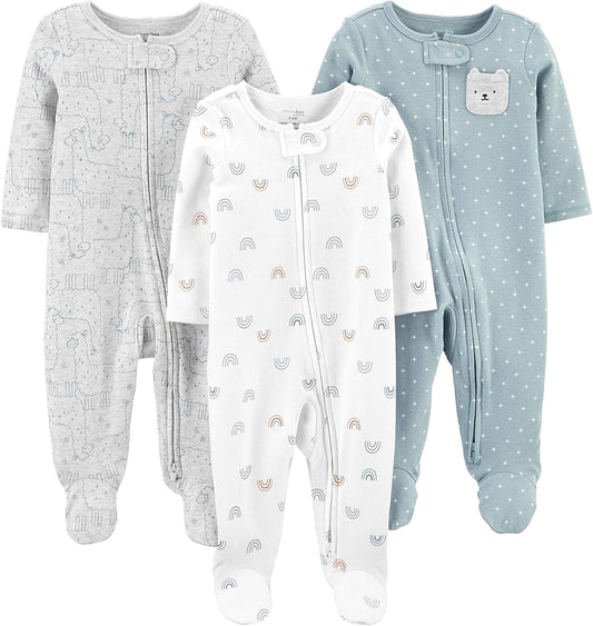 Baby 3er-Pack Winter Schlaf- und Strampelanzüge