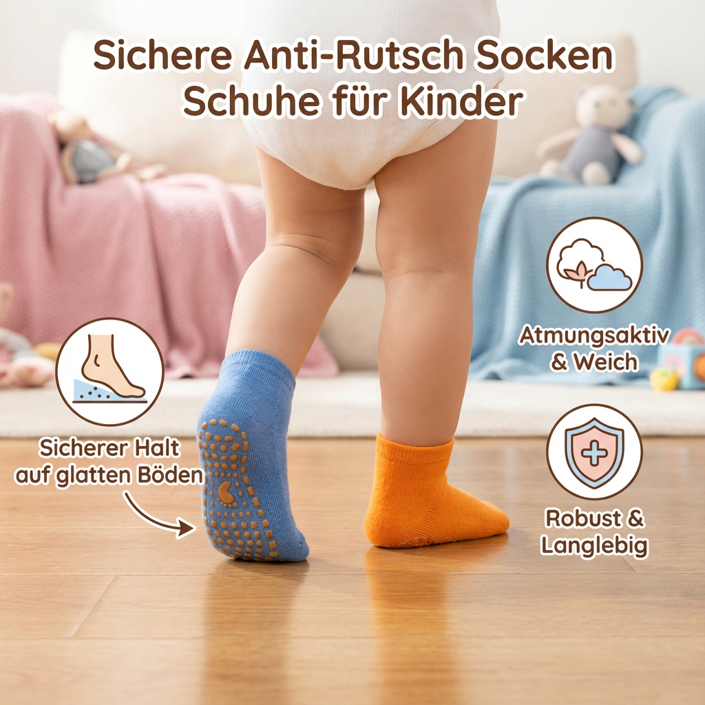 Sichere Anti-Rutsch Socken Schuhe für Kinder