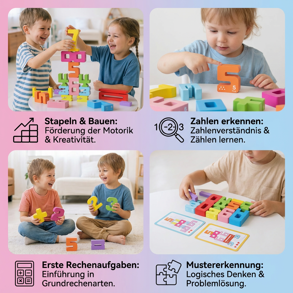Pädagogische Mathe und Zahlen Lernblöcke