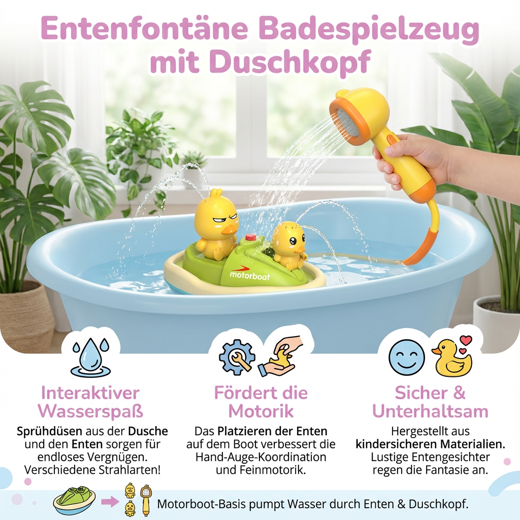 Entenfontäne Badespielzeug mit Duschkopf