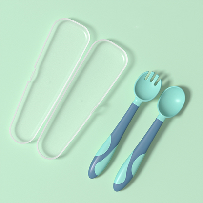 Kinder Löffel und Gabel Set – Rutschfestes Baby Besteck mit ergonomischem Griff
