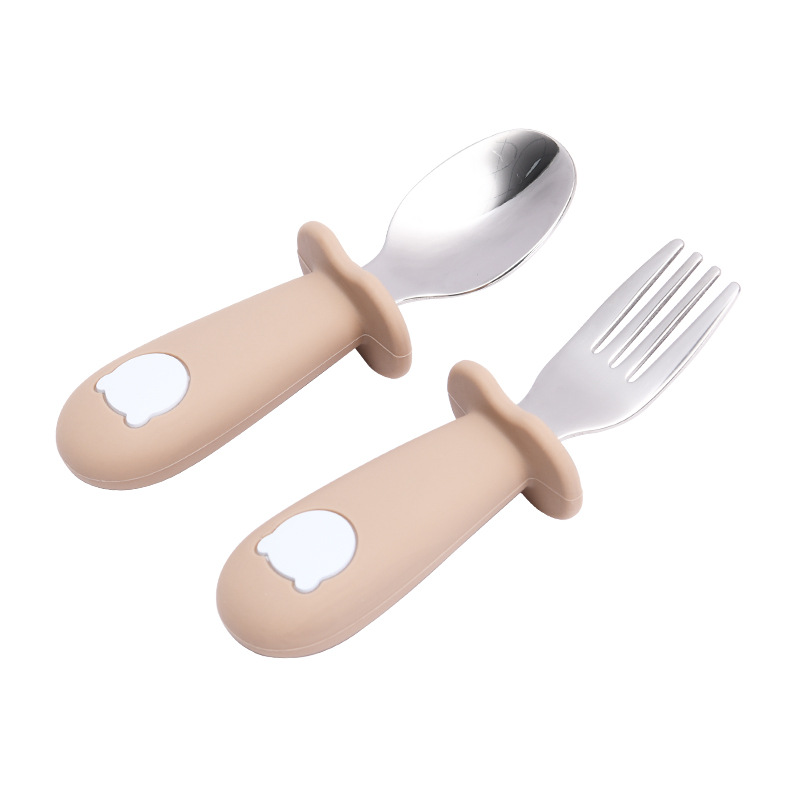 Kinder Besteck Set – Löffel und Gabel mit Silikon Griff – Sicher und Rutschfest