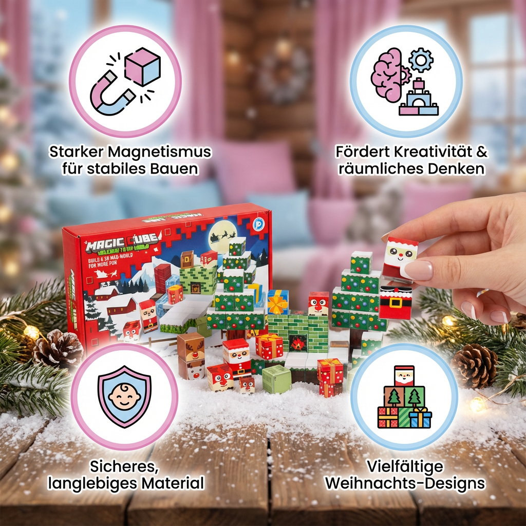 Weihnachtliche Magnet Würfel Bausteine