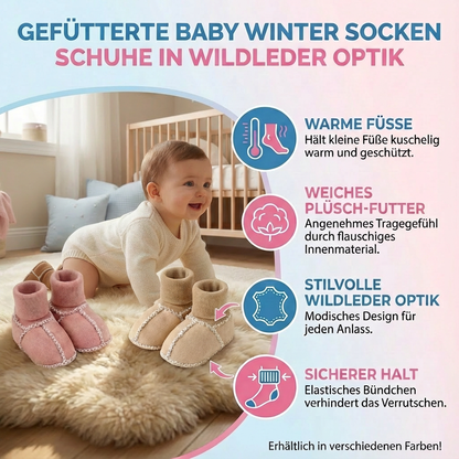 Gefütterte Baby Winter Socken Schuhe in Wildleder Optik