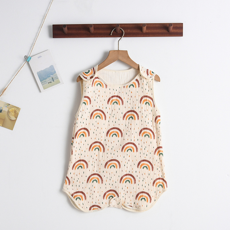 Baby Sommerschlafsack aus Musselin – Ärmeloser Schlafanzug mit Druckknöpfen