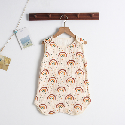 Baby Sommerschlafsack aus Musselin – Ärmeloser Schlafanzug mit Druckknöpfen