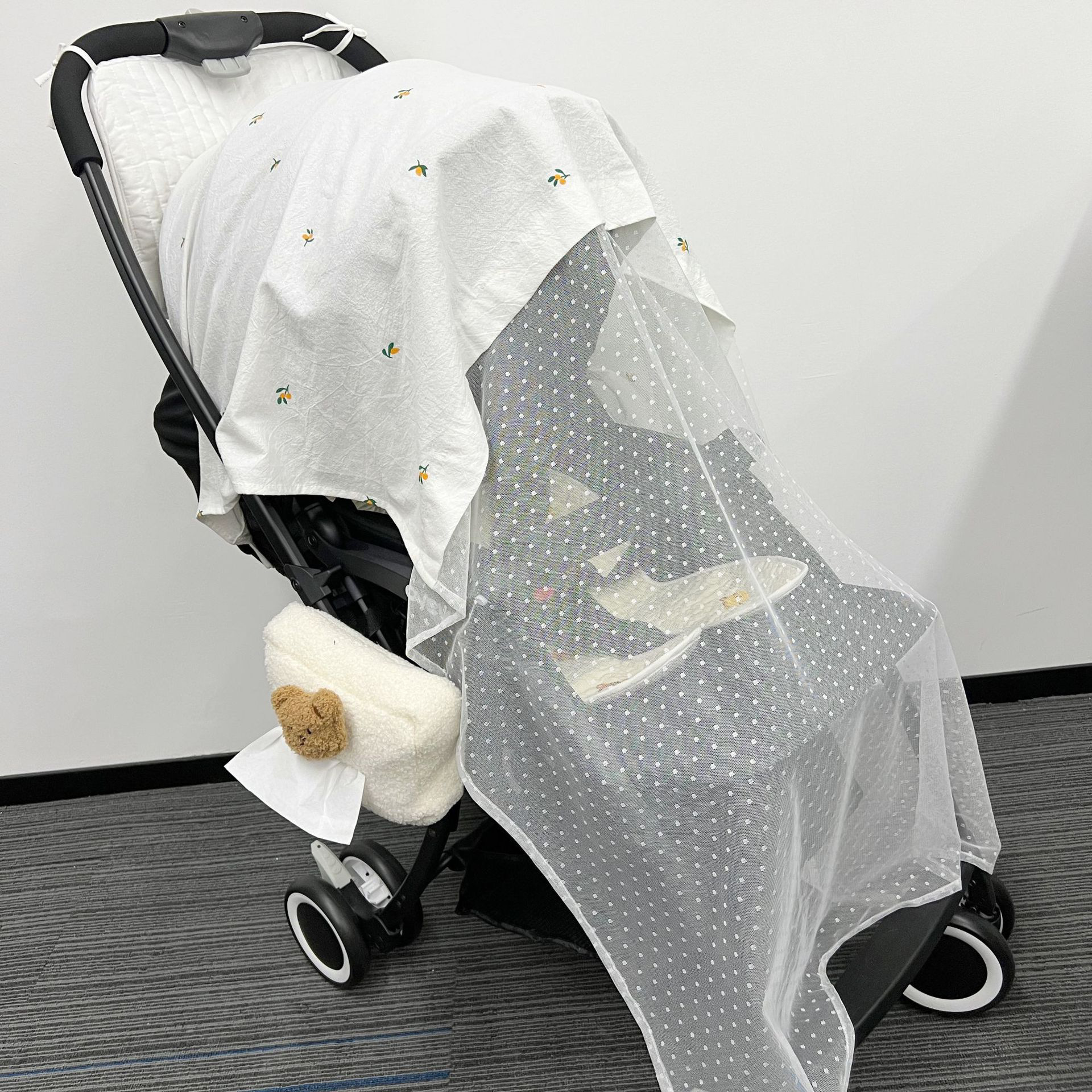 Kinderwagen Abdeckung mit Musselintuch & Moskitonetz für Babys –  Wolkenschaukel