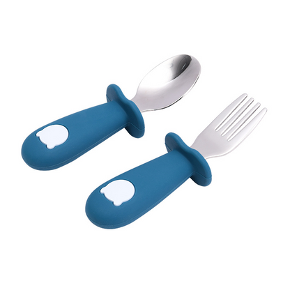 Kinder Besteck Set – Löffel und Gabel mit Silikon Griff – Sicher und Rutschfest